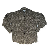 Vintage 90s brown beige paisley monogram pattern rayon long sleeve ugly shirt size medium by Claibor